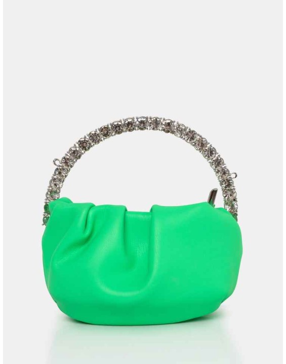 The Aurora Lime Pu Diamante Handle Mini Bag