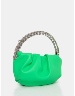 The Aurora Lime Pu Diamante Handle Mini Bag
