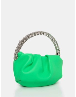 The Aurora Lime Pu Diamante Handle Mini Bag