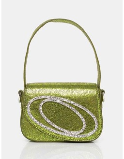 The Tonic Cracked Lime Pu Diamante Mini Grab Bag