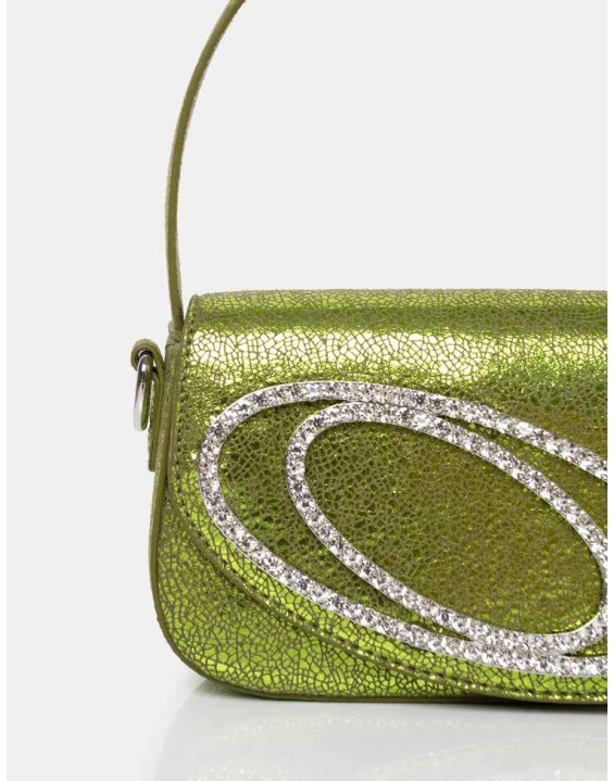 The Tonic Cracked Lime Pu Diamante Mini Grab Bag